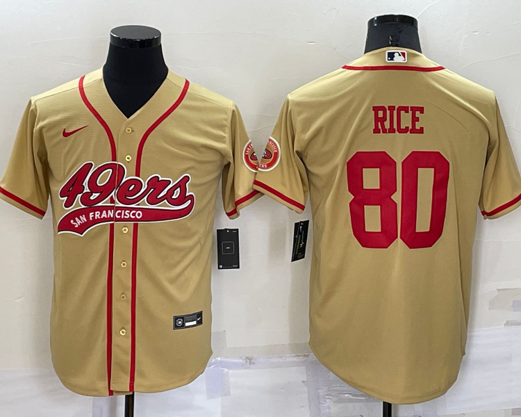 Men's San Francisco 49ers Jerry Rice #80 Gold Jersey Joint Edition