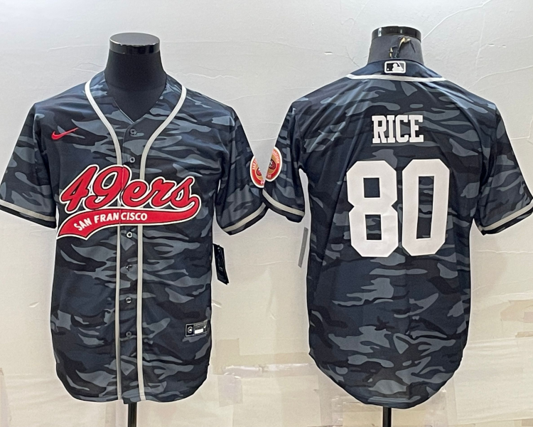 Men's San Francisco 49ers Jerry Rice #80 Grey Camouflage Jersey Joint Edition