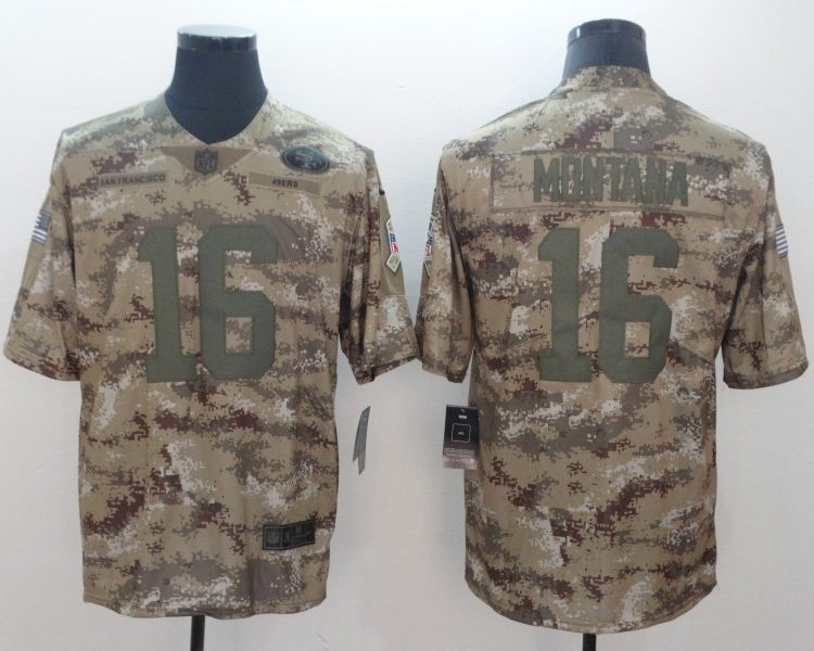 Men's San Francisco 49ers Joe Montana #16 Camouflage Jersey
