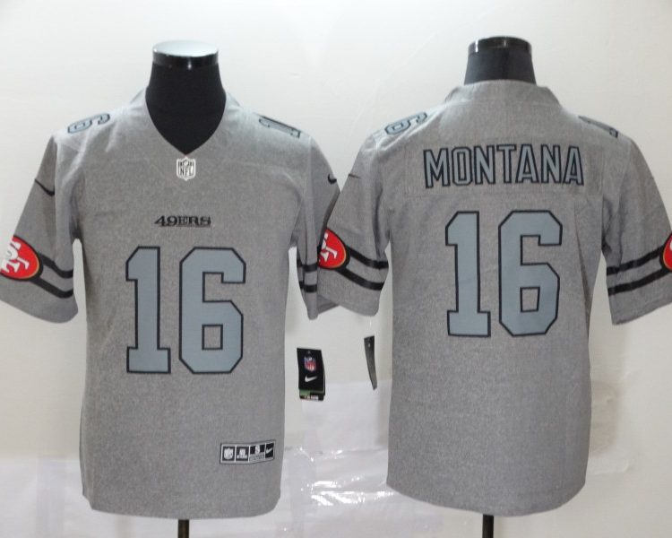 Men's San Francisco 49ers Joe Montana #16 Gray Jersey