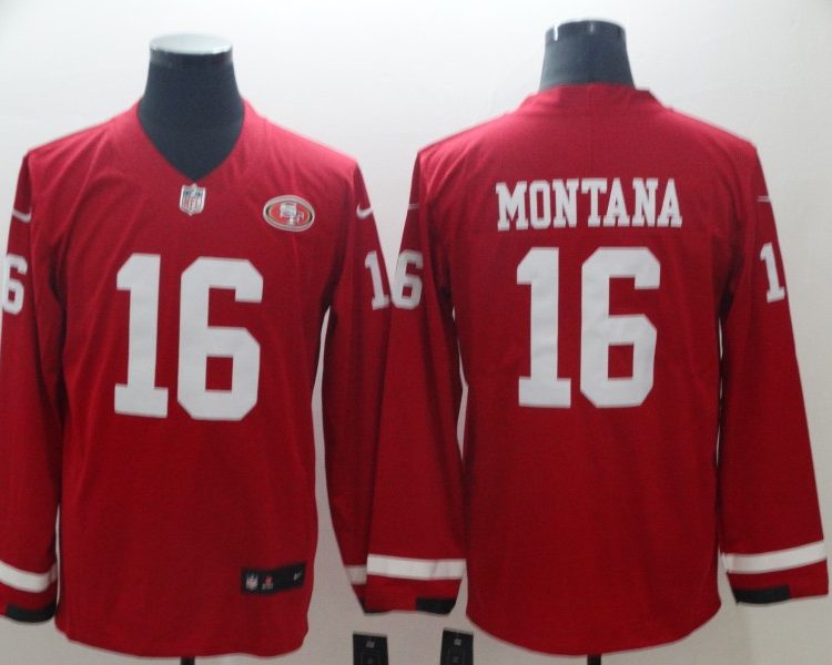 Men's San Francisco 49ers Joe Montana #16 Red Alternate Jersey