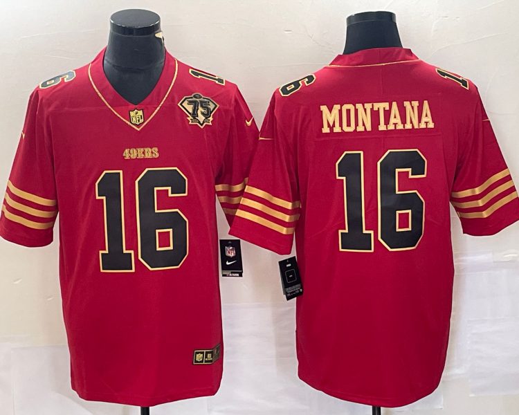 Men's San Francisco 49ers Joe Montana #16 Scarlet Vapor F.U.S.E. Limited Jersey