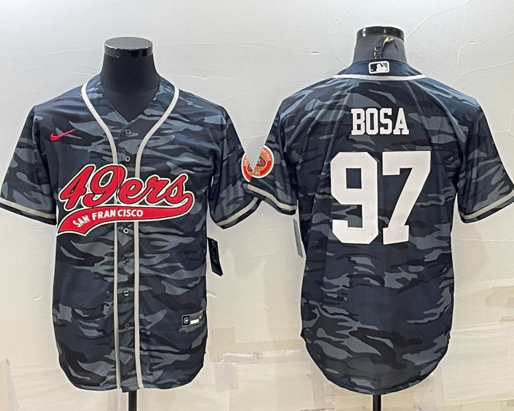 Men's San Francisco 49ers Nick Bosa #97 Grey Camouflage Jersey Joint Edition