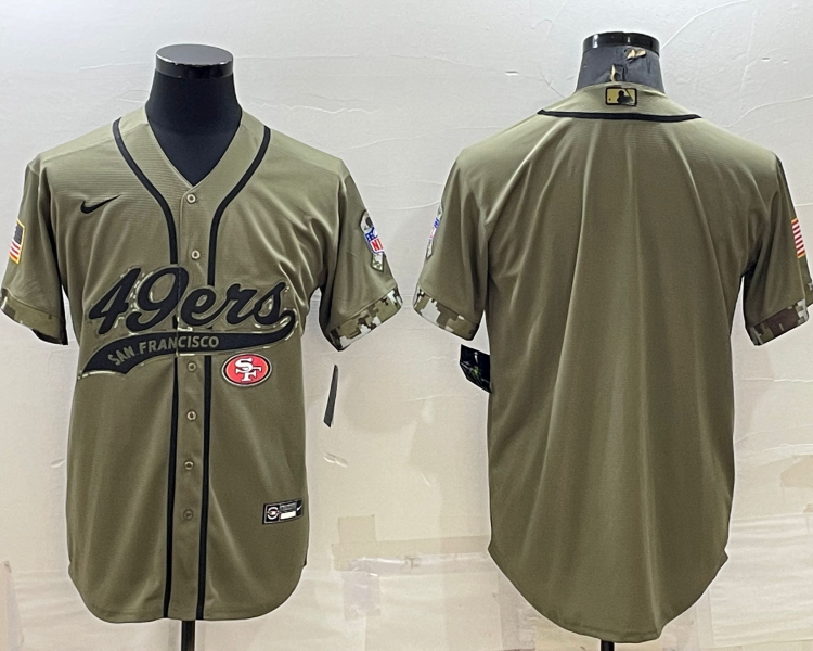 Men's San Francisco 49ers Olive 2022 Salute To Service Retired Limited Blank Jersey