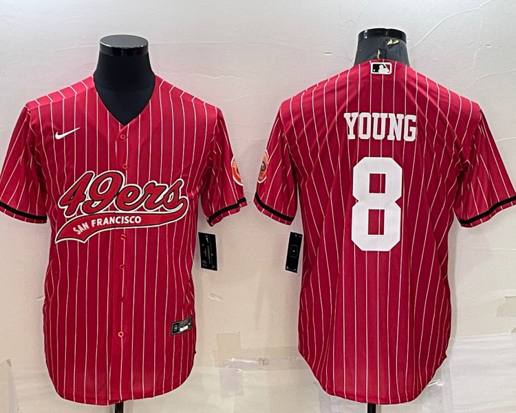 Men's San Francisco 49ers Steve Young #8 Red Jersey Joint Edition