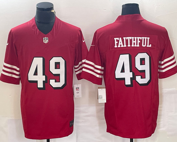 Men's San Francisco 49ers The Faithful #49 Red Gamer Jersey
