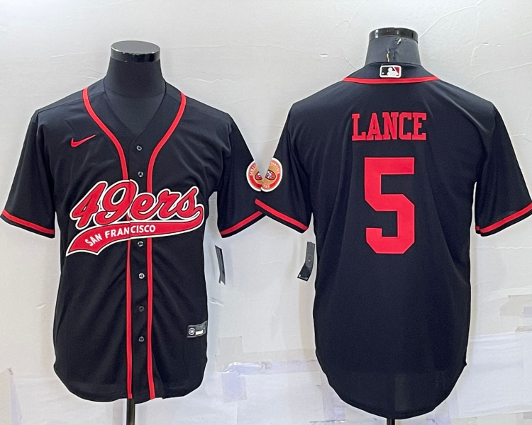 Men's San Francisco 49ers Trey Lance #5 Black Jersey Joint Edition