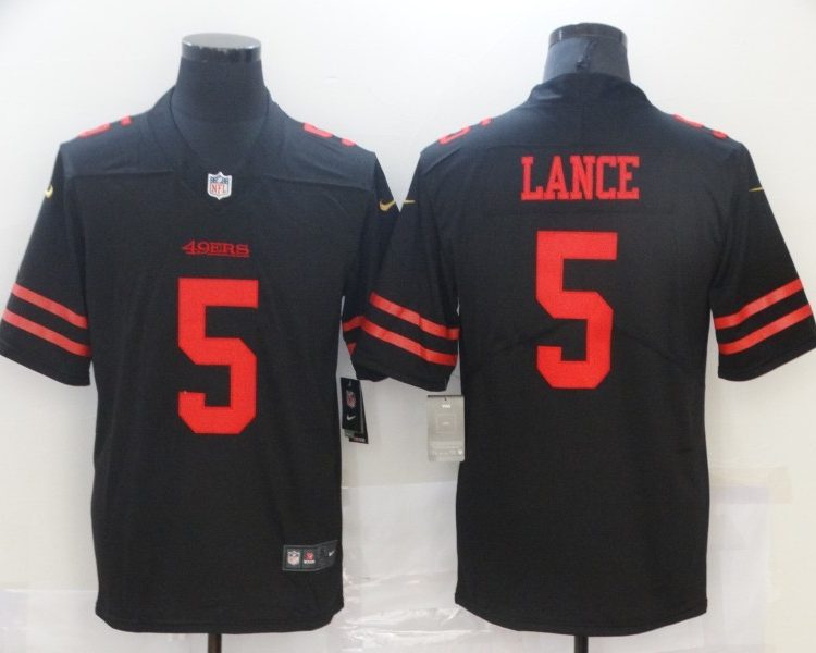 Men's San Francisco 49ers Trey Lance #5 Black Jersey