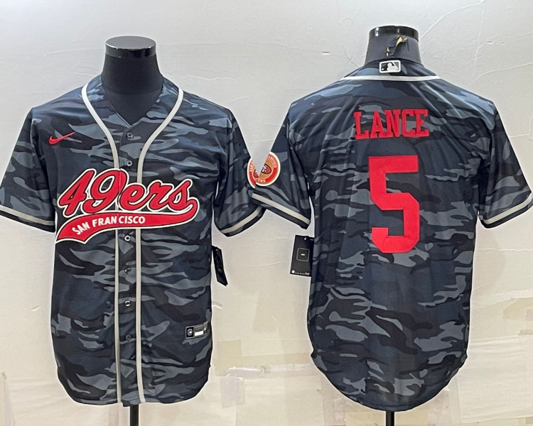 Men's San Francisco 49ers Trey Lance #5 Grey Camouflage Jersey Joint Edition