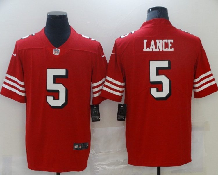 Men's San Francisco 49ers Trey Lance #5 Red Vapor Limited Jersey