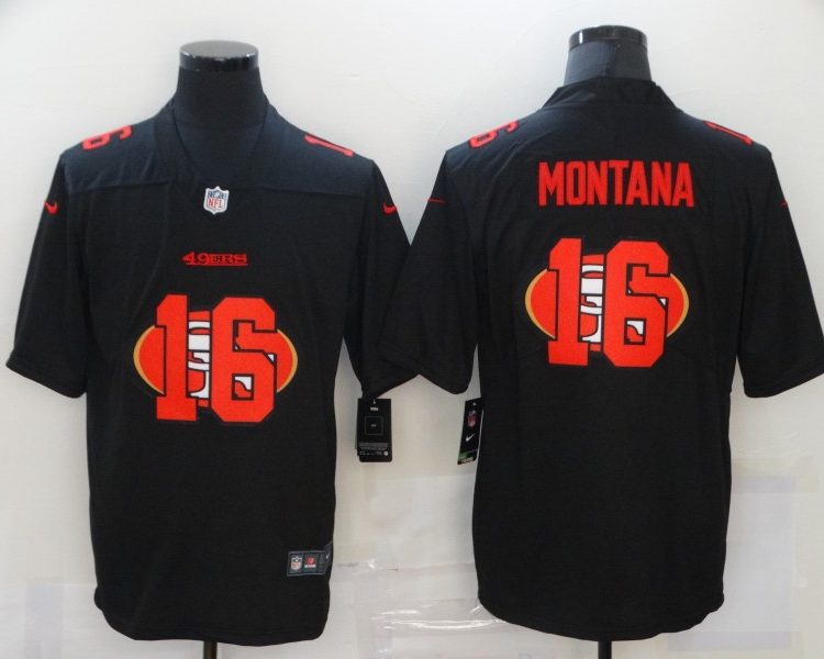 Men's San Francisco 49ers #16 Joe Montana Black Alternate Jersey