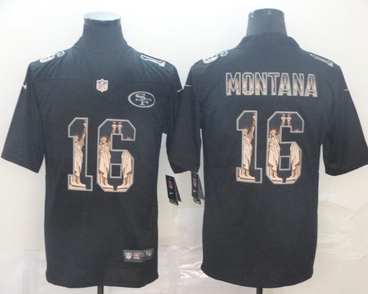 Men's San Francisco 49ers #16 Joe Montana Black Jersey