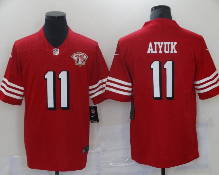 Men's San Francisco 49ers Brandon Aiyuk #11 Red 75th Anniversary Jersey