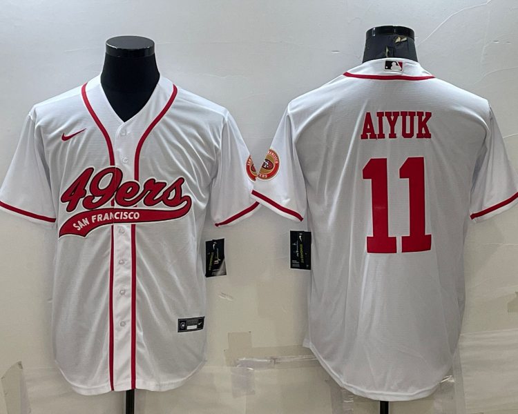 Men's San Francisco 49ers Brandon Aiyuk #11 White Jersey Joint Edition