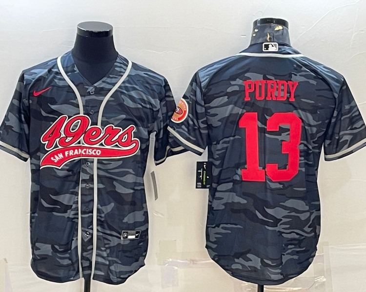 Men's San Francisco 49ers Brock Purdy #13 Grey Camouflage Jersey Joint Edition