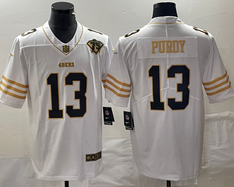 Men's San Francisco 49ers Brock Purdy #13 White 75th Anniversary Jersey