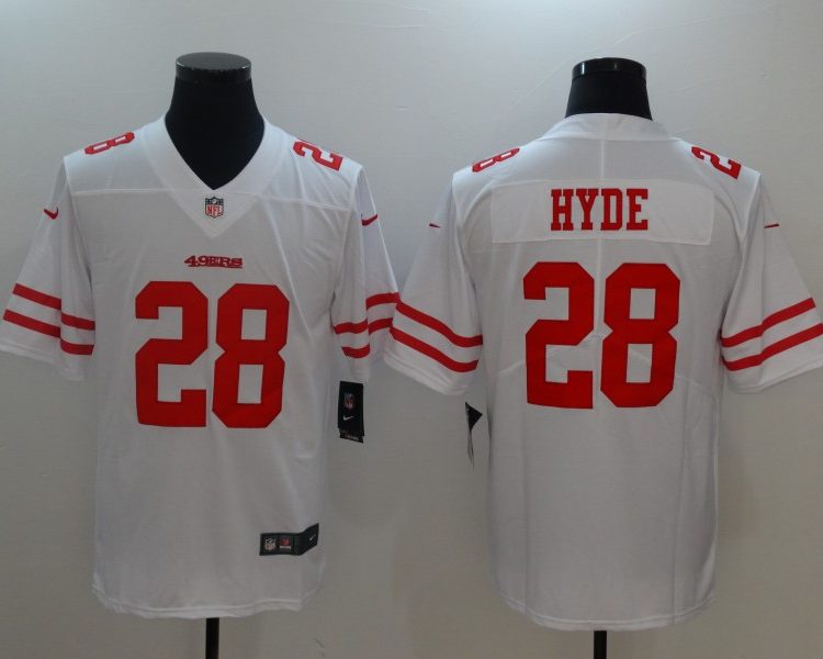 Men's San Francisco 49ers Carlos Hyde #28 White Jersey