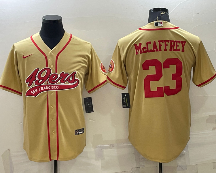 Men's San Francisco 49ers Christian McCaffrey #23 Gold Jersey Joint Edition