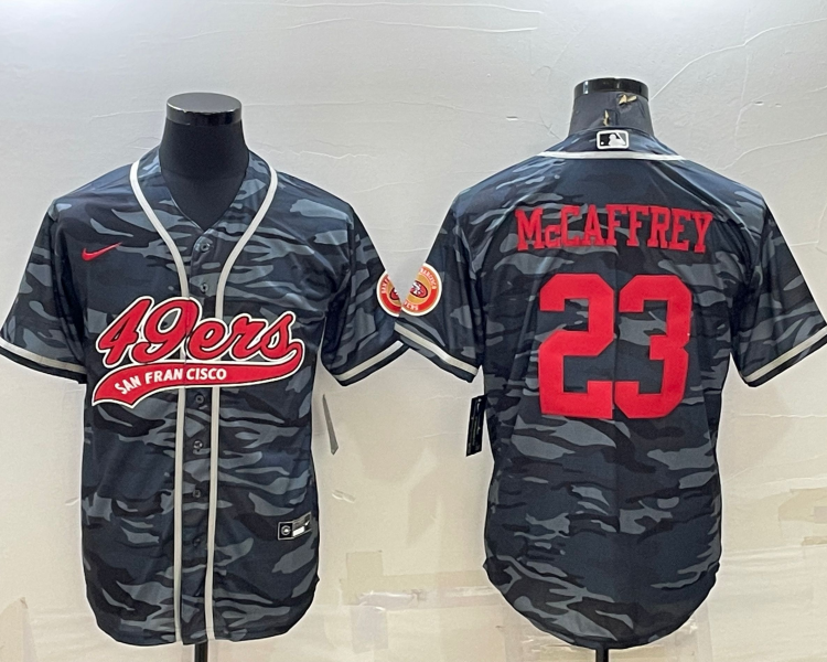 Men's San Francisco 49ers Christian McCaffrey #23 Grey Camouflage Jersey Joint Edition