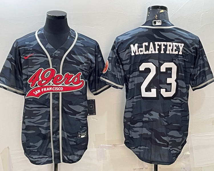 Men's San Francisco 49ers Christian McCaffrey #23 Grey Camouflage Jersey Joint Edition