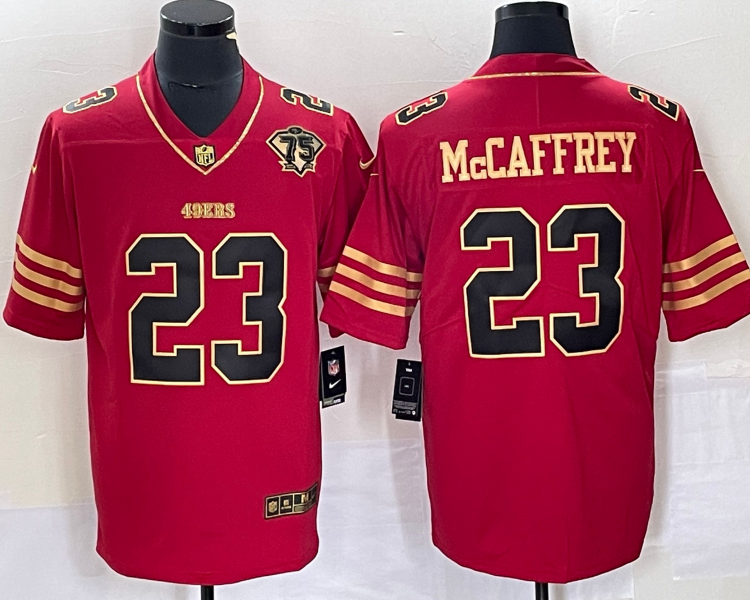 Men's San Francisco 49ers Christian McCaffrey #23 Red 75th Anniversary Jersey