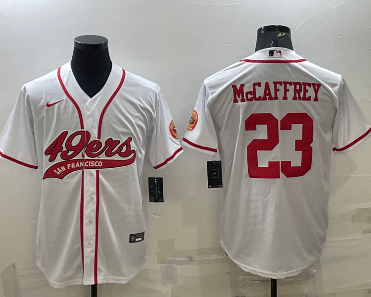 Men's San Francisco 49ers Christian McCaffrey #23 White Jersey Joint Edition