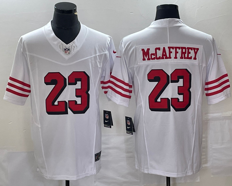Men's San Francisco 49ers Christian McCaffrey #23 White Jersey