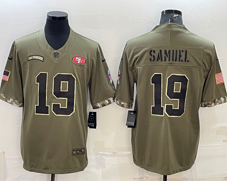 Men's San Francisco 49ers Deebo Samuel #19 Olive 2022 Salute To Service Retired Limited Jersey