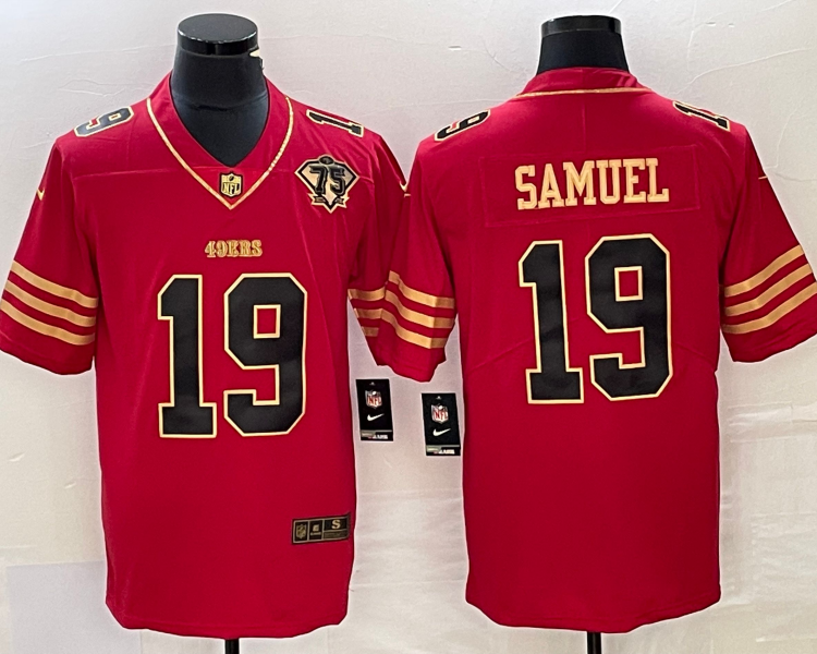 Men's San Francisco 49ers Deebo Samuel #19 Red 75th Anniversary Jersey
