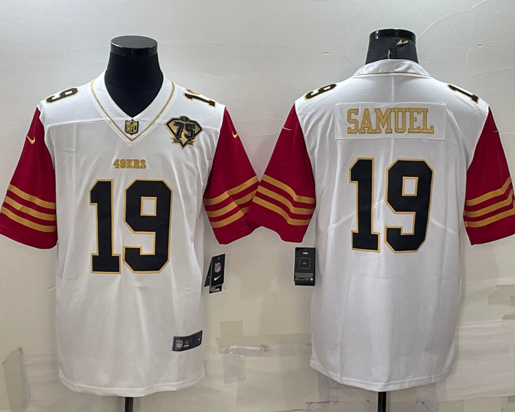 Men's San Francisco 49ers Deebo Samuel #19 White 75th Anniversary Jersey