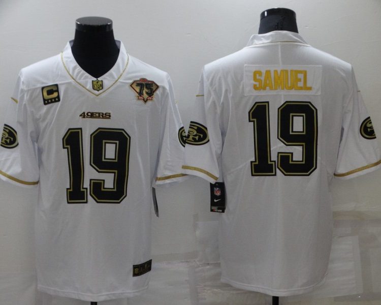 Men's San Francisco 49ers Deebo Samuel #19 White 75th Anniversary Jersey