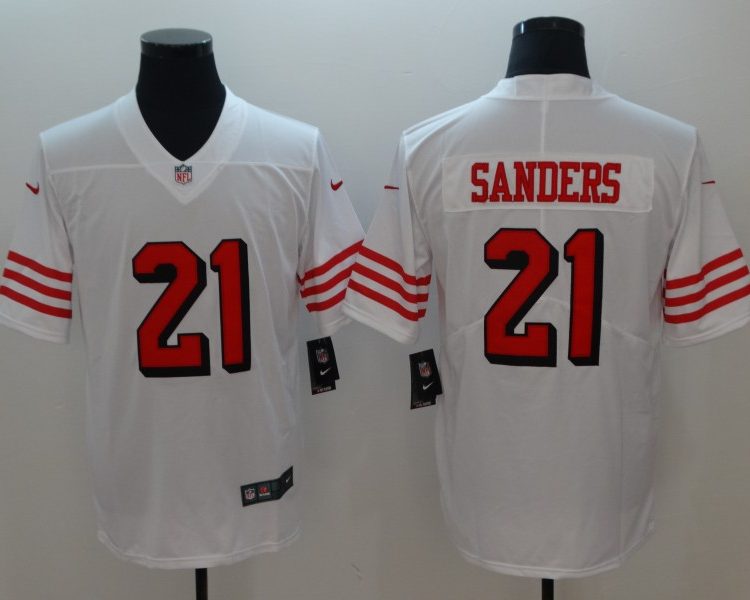 Men's San Francisco 49ers Deion Sanders #21 White Jersey