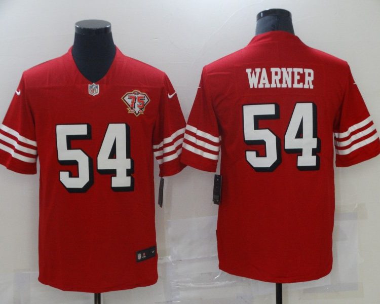 Men's San Francisco 49ers Fred Warner #54 Red 75th Anniversary Jersey