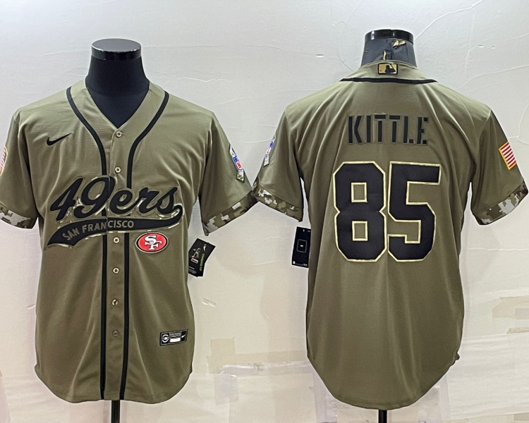 Men's San Francisco 49ers George Kittle #85 Olive 2022 Salute To Service Retired Limited Jersey Joint Edition