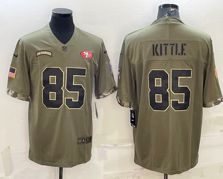 Men's San Francisco 49ers George Kittle #85 Olive 2022 Salute To Service Retired Limited Jersey
