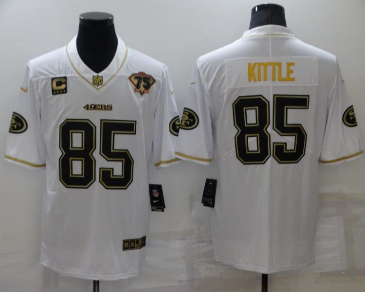 Men's San Francisco 49ers George Kittle #85 White 75th Anniversary Jersey