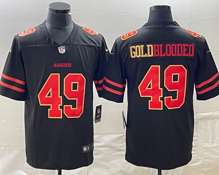 Men's San Francisco 49ers Gold Blooded #49 Black Jersey