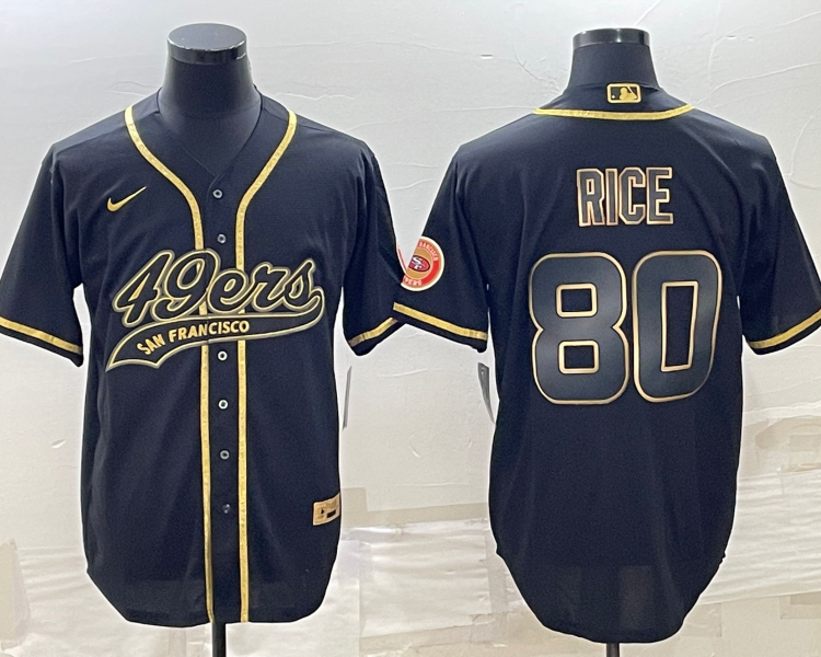 Men's San Francisco 49ers Jerry Rice #80 Black Jersey Joint Edition