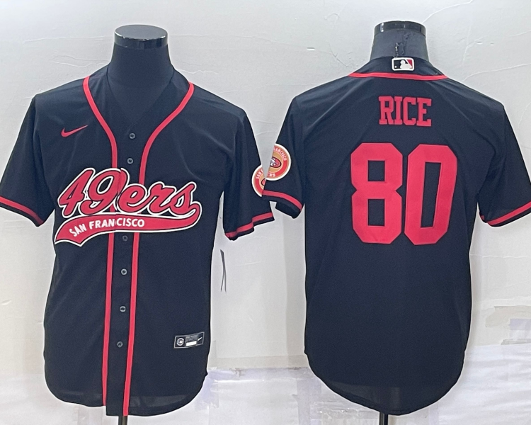 Men's San Francisco 49ers Jerry Rice #80 Black Jersey Joint Edition