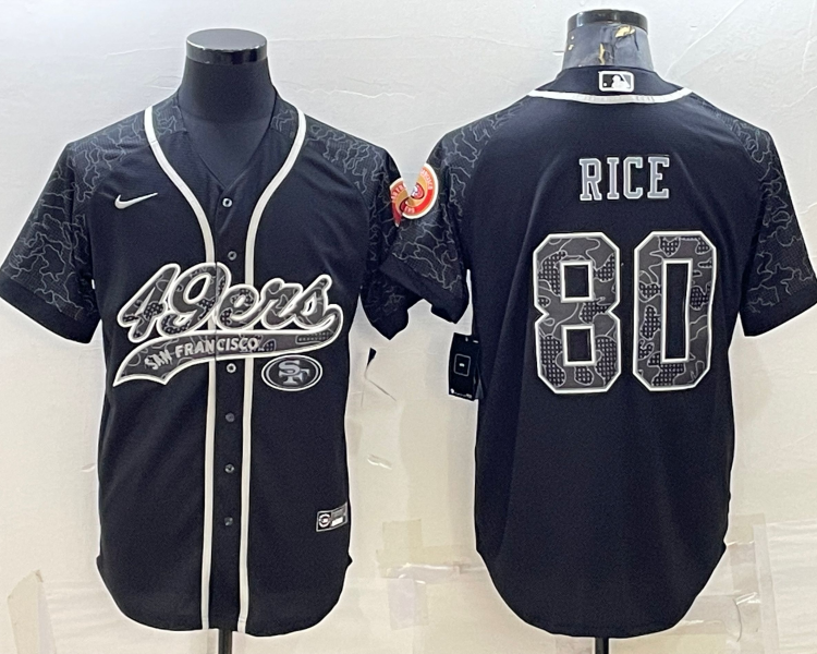 Men's San Francisco 49ers Jerry Rice #80 Black Retired RFLCTV Limited Jersey Joint Edition