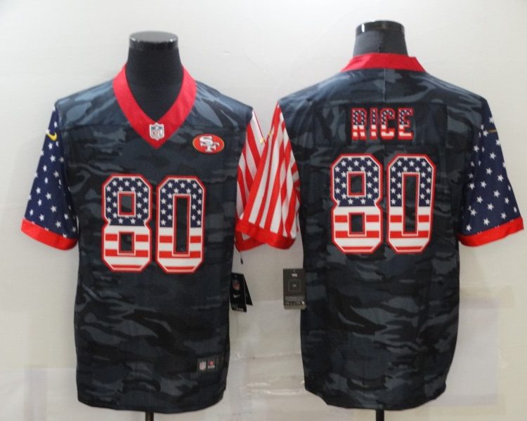 Men's San Francisco 49ers Jerry Rice #80 Gray Camouflage Jersey