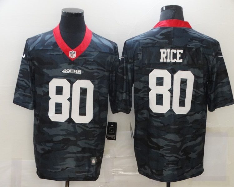 Men's San Francisco 49ers Jerry Rice #80 Gray Camouflage Jersey