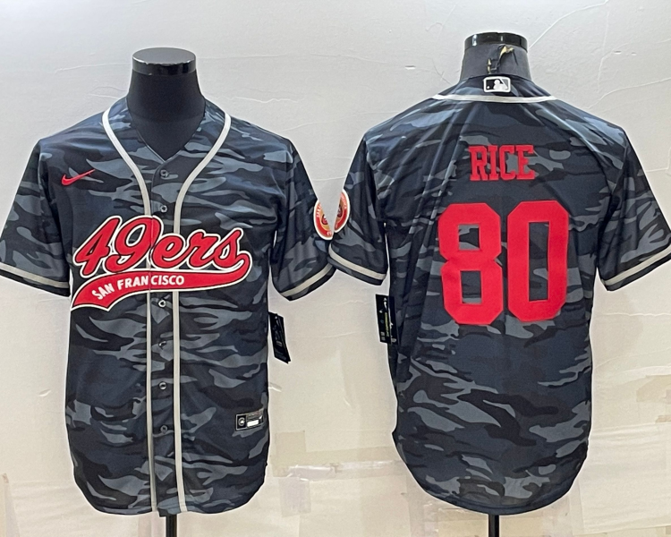 Men's San Francisco 49ers Jerry Rice #80 Grey Camouflage Jersey Joint Edition