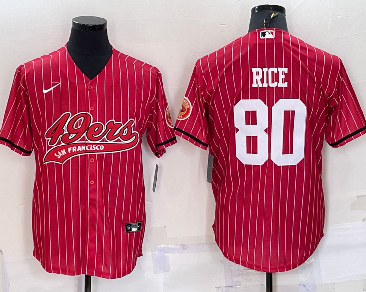 Men's San Francisco 49ers Jerry Rice #80 Red Jersey Joint Edition