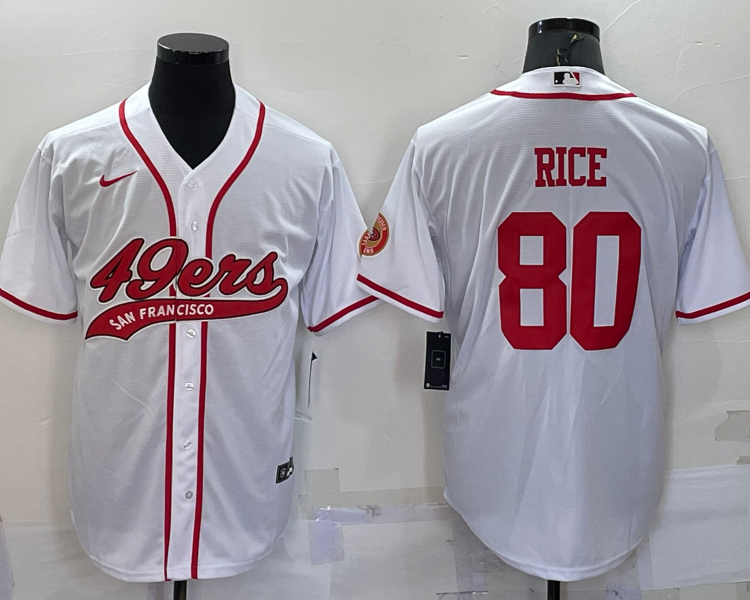 Men's San Francisco 49ers Jerry Rice #80 White Jersey Joint Edition