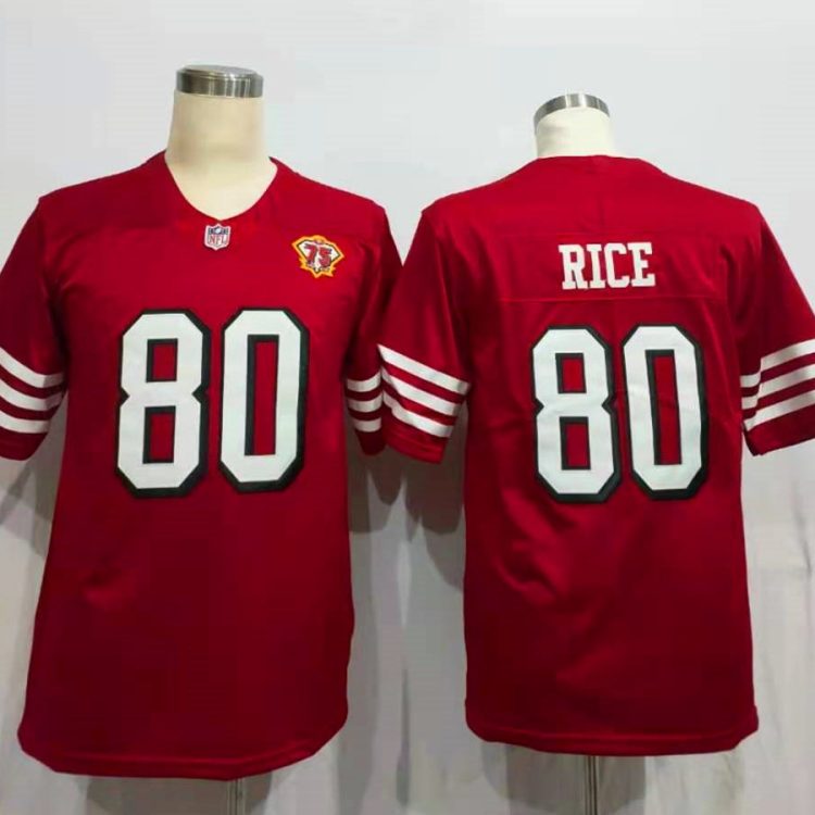 Men's San Francisco 49ers Jerry Rice Red 75th Anniversary Jersey