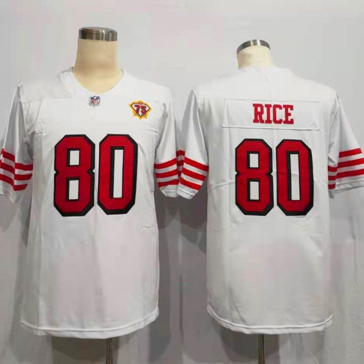 Men's San Francisco 49ers Jerry Rice White 75th Anniversary Jersey