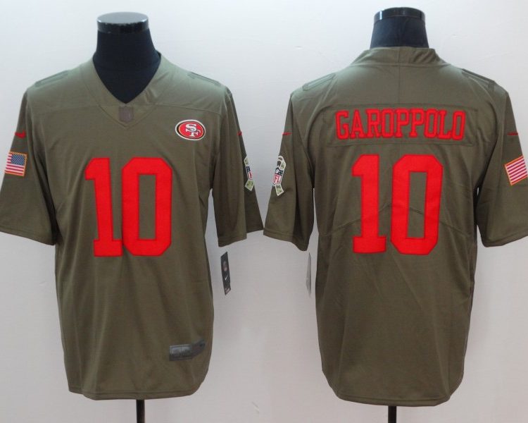 Men's San Francisco 49ers Jimmy Garoppolo #10 Brown Authentic Jersey