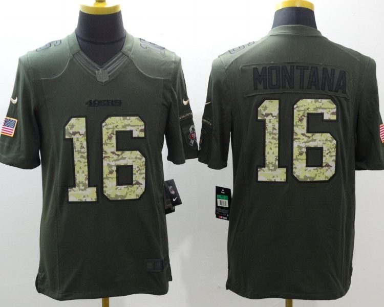 Men's San Francisco 49ers Joe Montana #16 Army Green Jersey