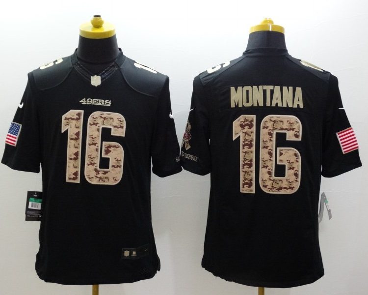Men's San Francisco 49ers Joe Montana #16 Black Alternate Jersey